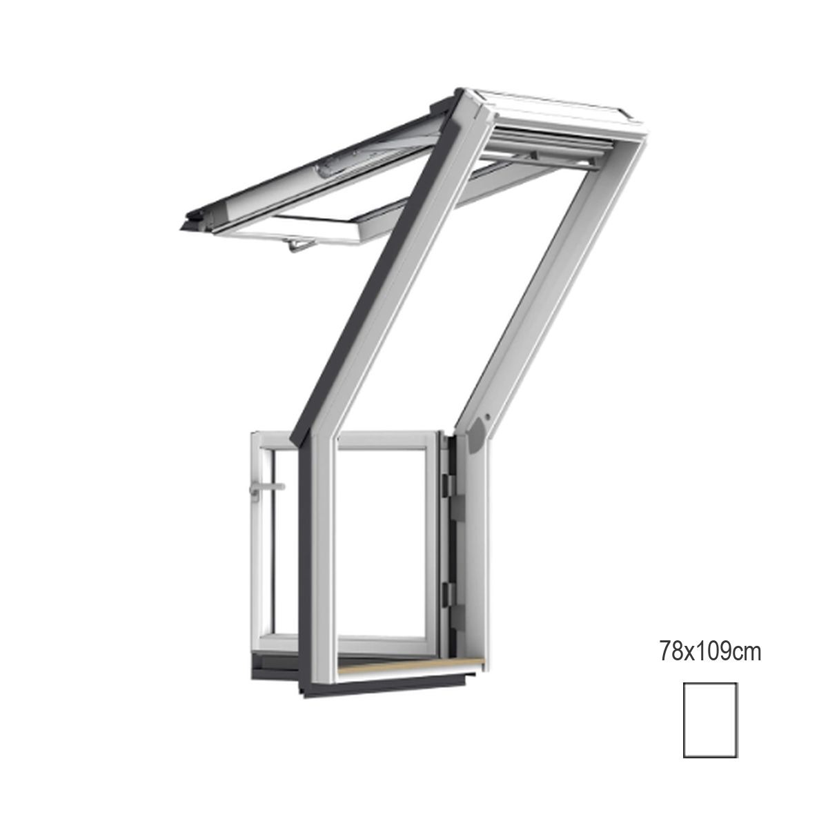 Janela Terraço VELUX com Abertura Inferior à Direita VEA M35
