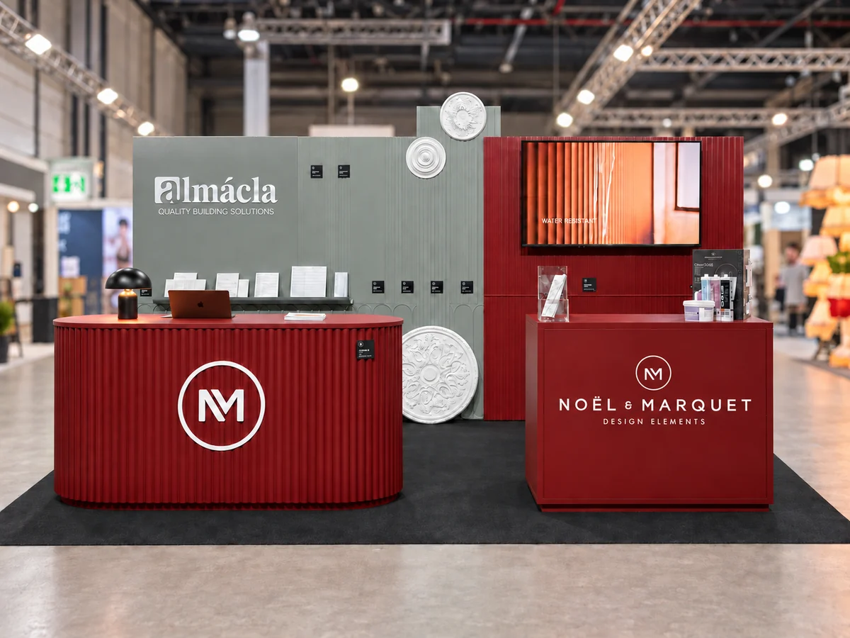 Stand da Almácla na HOMEING 2026, no Pavilhão Carlos Lopes, com a marca NOËL & MARQUET